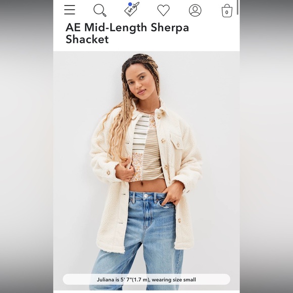 American Eagle Mid-Length Sherpa Jacket XS - Picture 4 of 5